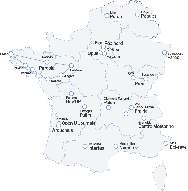 Carte des plateformes membres du réseau Repères